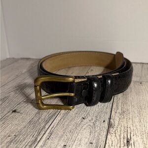 Black Croc Style Genuine Italian Calfskin Belt 36